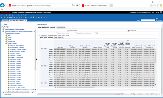 Displays validation forms located in the validation formats folder